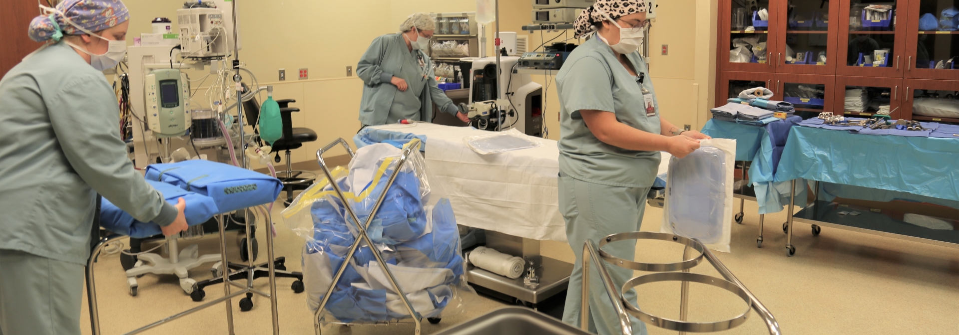 OR Team Sets up for Surgery at Phelps Memorial Health Center in Holdrege Nebraska