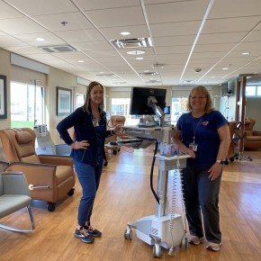 Oncology nurses on floor of infusion area at Phelps Memorial Health Center