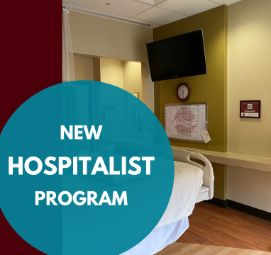 Room graphic with hospitalist program announcement