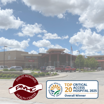 PMHC main entrance exterior with PMHC and Top 20 award logos